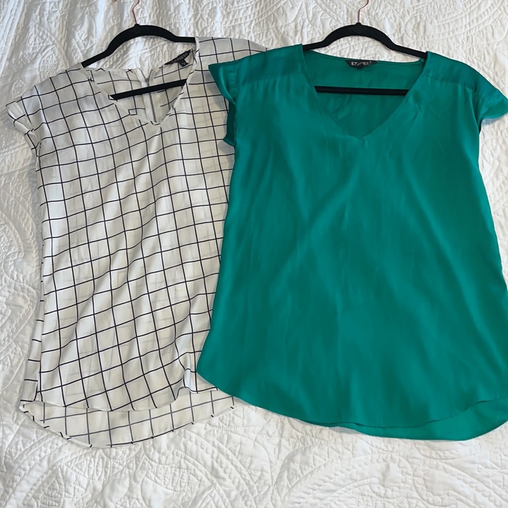 Express v neck silky blouse bundle